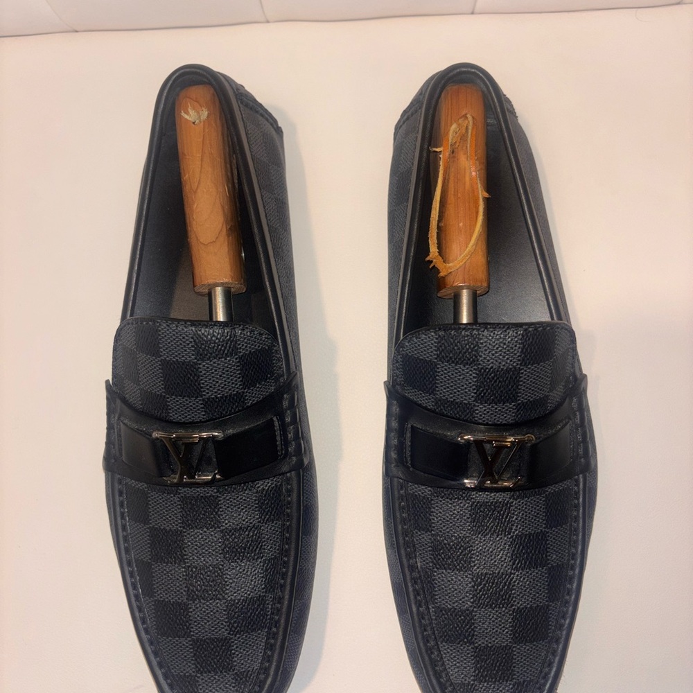 Louis Vuitton Black Checkered Loafers - Picture 2 of 6